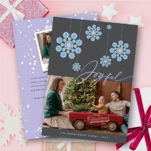 Cartes Pour Fêtes Annuelles Blue Hanging Festive Ornements hiver Wonderland