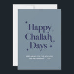 Cartes Pour Fêtes Annuelles Blue Happy Challah Days Funny Hanoukka<br><div class="desc">© Gorjo Designs. Fait pour vous via la plateforme Zazzle. // Besoin d'aide pour customiser votre design ? Vous avez d'autres idées ? N'hésitez pas à me contacter (Zoe) directement via le bouton de contact ci-dessous.</div>