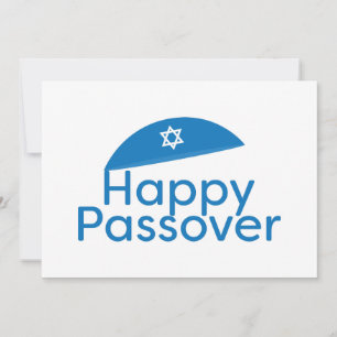 Cartes Pour Fêtes Annuelles Blue Happy Passover Salutation avec Kippah