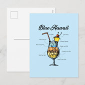 Cartes Pour Fêtes Annuelles Blue Hawaii Cocktail Recette (Devant / Derrière)