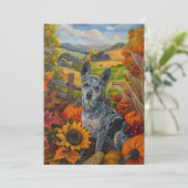 Cartes Pour Fêtes Annuelles Blue Heeler Chien Moisson d'automne Thankgiving (Debout devant)