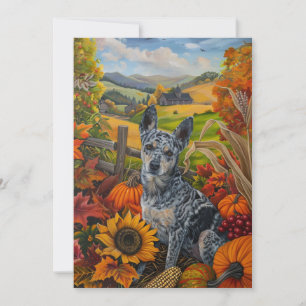 Cartes Pour Fêtes Annuelles Blue Heeler Chien Moisson d'automne Thankgiving