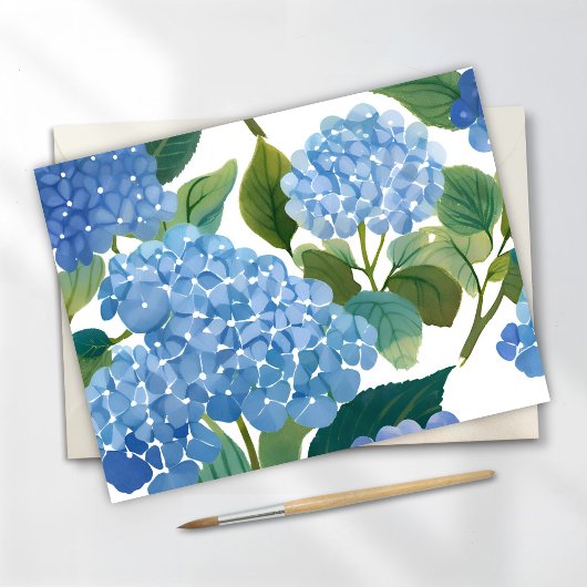 Cartes Pour Fêtes Annuelles Blue Hydrangeas | Beau Floral Bush