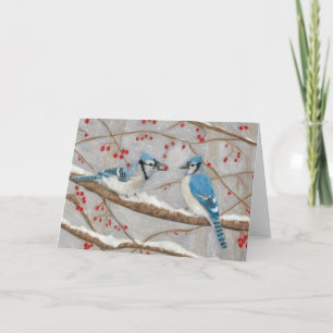 Cartes Pour Fêtes Annuelles Blue Jays by Autistic Artist Marcy Deutsch