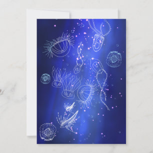 Cartes Pour Fêtes Annuelles Blue Marine Sous-marin Jellyfish Monde