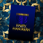 Cartes Pour Fêtes Annuelles Blue Menorah Flames Happy Hanoukka Card<br><div class="desc">Des objets de vacances à thème conçus par Umua. Imprimé et expédié par Zazzle ou ses filiales.</div>