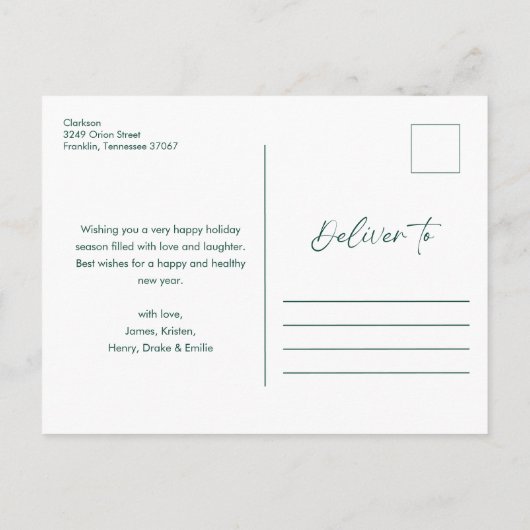 Cartes Pour Fêtes Annuelles Blue Merry Christmas Calligraphie Script 3 Photo (Dos)