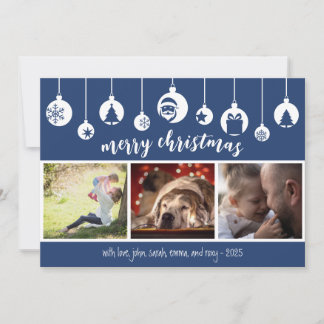 Cartes Pour Fêtes Annuelles Blue Merry Christmas Hanging Ornament Photo