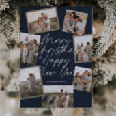 Cartes Pour Fêtes Annuelles Blue Modern Boho 8 Photo Collage Noël