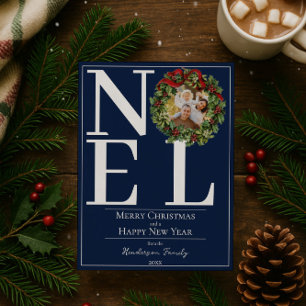 Cartes Pour Fêtes Annuelles Blue Noel Christmas Wreath Photo