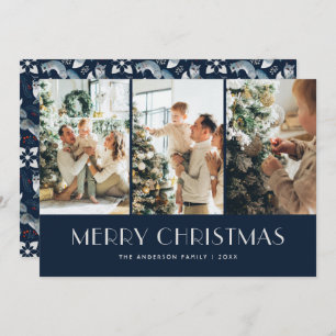 Cartes Pour Fêtes Annuelles Blue Nordic Fox Photo Collage Joyeux Noël
