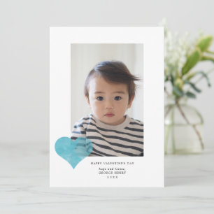 Cartes Pour Fêtes Annuelles Blue Painterly Heart Modern Valentine's Day Photo