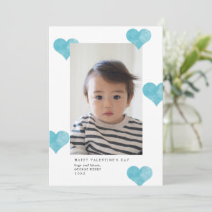 Cartes Pour Fêtes Annuelles Blue Painterly Hearts Moderne Valentine's Day Phot