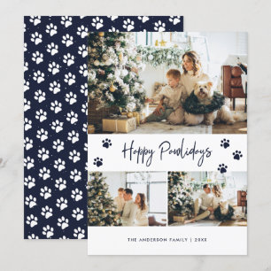 Cartes Pour Fêtes Annuelles Blue Pet Owner Photo Happy Pawlidays Card