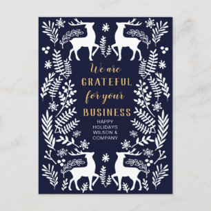 Cartes Pour Fêtes Annuelles Blue Scandinavian Nordic Winter Reindeer Business