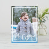 Cartes Pour Fêtes Annuelles Blue Script Let it Snow Holiday Photo (Debout devant)