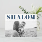 Cartes Pour Fêtes Annuelles Blue Shalom Bold Typographie Happy Hanoukka Photo (Debout devant)