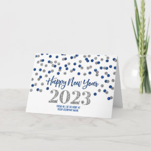 Cartes Pour Fêtes Annuelles Blue Silver Business Bonne année 2023