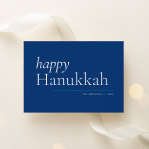 Cartes Pour Fêtes Annuelles Blue Simple Serif Happy Hanoukka