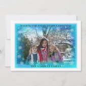 Cartes Pour Fêtes Annuelles Blue Snowflake Ajouter votre propre image hiver No (Devant)