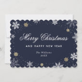 Cartes Pour Fêtes Annuelles Blue Snowflake Watercolor Botanical  (Devant)