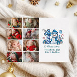 Cartes Pour Fêtes Annuelles Blue Snowman 8 Photo Premier Noël<br><div class="desc">Célébrez la première saison de vacances de votre petit avec ce design hivernal gai avec un numéro de plaid bleu, un bonhomme de neige adorable, des sucres de canne et des cadeaux épars. Customisez-le avec la photo et les détails de naissance de votre bébé pour créer un souvenir qui apporte...</div>