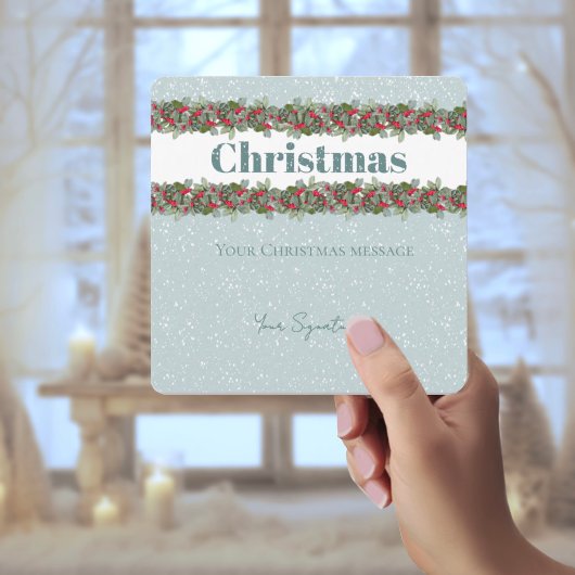 Cartes Pour Fêtes Annuelles Blue Spruce Window to Winter Holiday Card