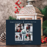 Cartes Pour Fêtes Annuelles Blue Winter Forest Floral Photo Collage<br><div class="desc">Partagez la magie de la saison avec cette Carte de vacances Florale de la Forêt Bleue d'Hiver, conçue pour mettre en valeur votre esprit festif. Ce salut photo de vacances présente un agencement simple avec une scène de forêt d'aquarelles sereines et de délicats accents floraux de la forêt d'hiver, mettant...</div>