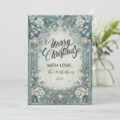 Cartes Pour Fêtes Annuelles Blue Winter Rose Christmas (Debout devant)