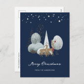 Cartes Pour Fêtes Annuelles Blue Winter Scène Stars Forêt Cerf Noël (Devant / Derrière)