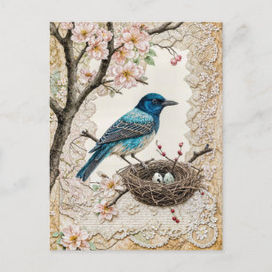 Cartes Pour Fêtes Annuelles Bluebird en fleurs avec nid