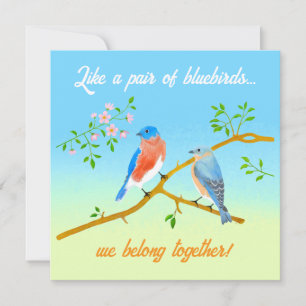 Cartes Pour Fêtes Annuelles Bluebirds Flat Valentine's Card Pale Blue & Green