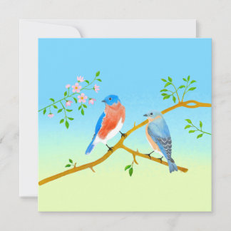 Cartes Pour Fêtes Annuelles Bluebirds Flat Valentine's Card Pale Blue & Green