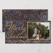 Cartes Pour Fêtes Annuelles Blues et Golds de Noël (Devant / Derrière)