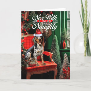 Cartes Pour Fêtes Annuelles Bluetick Coonhound Christmas Chien Naughty Nice