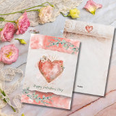 Cartes Pour Fêtes Annuelles Blush Baroque Heart with Floral Accents Valentines