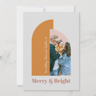 Cartes Pour Fêtes Annuelles Blush Dusty Pink Gray Merry Photo Moderne Arc