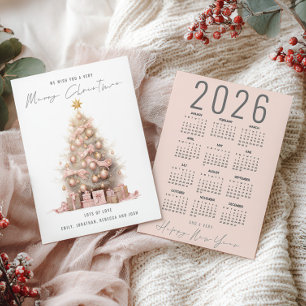 Cartes Pour Fêtes Annuelles Blush Quirky Tree 2026 Calendrier Joyeux Noël