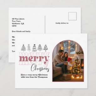 Cartes Pour Fêtes Annuelles Blush & Rose Gold Cozy Arch Photo Joyeux Noël