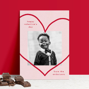 Cartes Pour Fêtes Annuelles Blush Simply Love Red Heart Photo Saint-Valentin