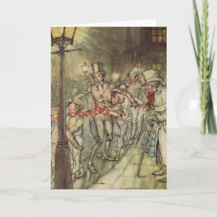 Cartes Pour Fêtes Annuelles Bob Cratchit est descendu sur une diapositive de C