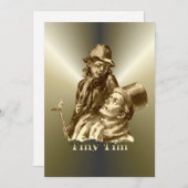 Cartes Pour Fêtes Annuelles Bob Cratchit et Tiny Tim Christmas Carol (Devant / Derrière)