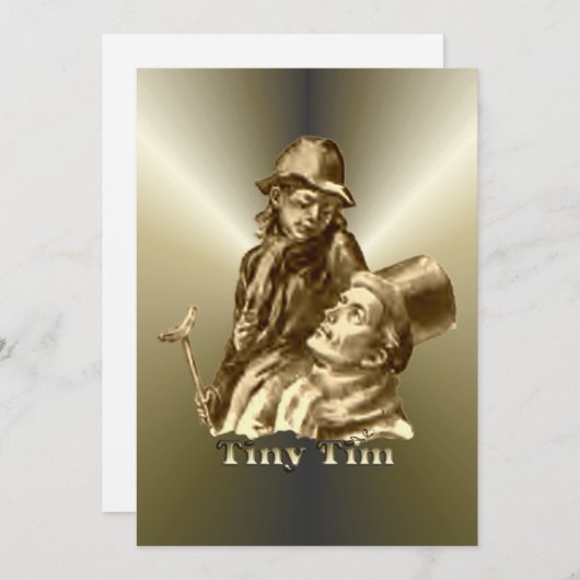 Cartes Pour Fêtes Annuelles Bob Cratchit et Tiny Tim Christmas Carol (Devant / Derrière)