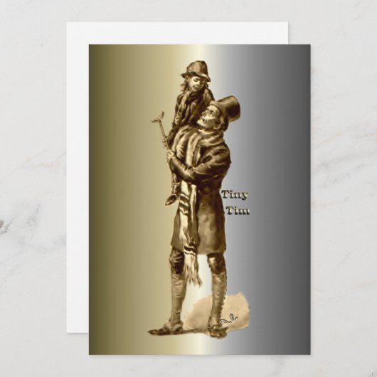 Cartes Pour Fêtes Annuelles Bob Cratchit et Tiny Tim Christmas Carol (Devant / Derrière)