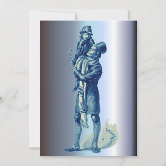 Cartes Pour Fêtes Annuelles Bob Cratchit tenant Tiny Tim Christmas Carol (Devant)