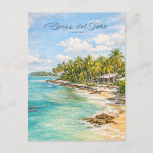 Cartes Pour Fêtes Annuelles Bocas del Toro Panama Plage Écotourisme Aquarelle