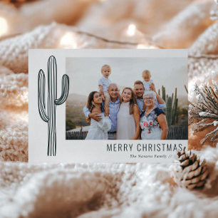Cartes Pour Fêtes Annuelles Bohemian Desert Cactus Family Photo Holiday Card
