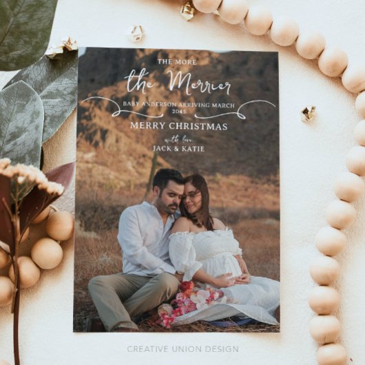 Cartes Pour Fêtes Annuelles Boho Annonce de Grossesse Plus on est de Fous Plus