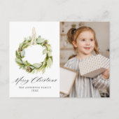 Cartes Pour Fêtes Annuelles Boho Aquarelle Verdure couronne 2 photo (Devant)