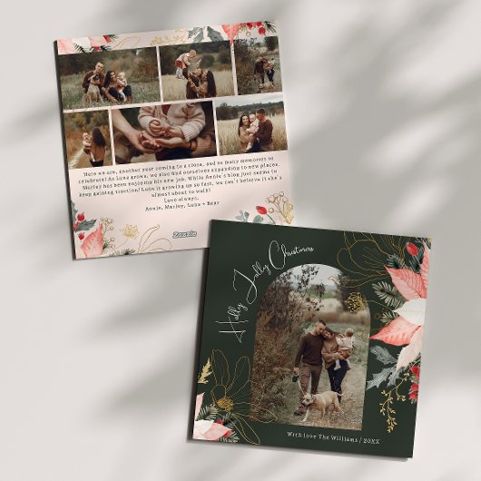 Cartes Pour Fêtes Annuelles Boho Arc Floral Holly Jolly Noël Sept Photo